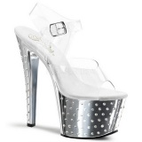 Silver 18 cm Pleaser STARDUST-708 High Heels Chrome Platform