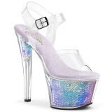 Silver 18 cm SKY-308MC Hologram platform high heels shoes