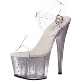 Silver 18 cm STARDUST-708T Acrylic Platform High Heeled Sandal