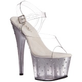 Silver 18 cm STARDUST-708T Acrylic Platform High Heeled Sandal