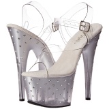 Silver 18 cm STARDUST-708T Acrylic Platform High Heeled Sandal