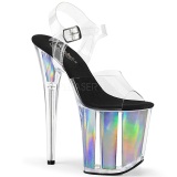 Silver 20 cm FLAMINGO-808HGI Hologram platform high heels shoes