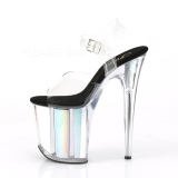 Silver 20 cm FLAMINGO-808HGI Hologram platform high heels shoes