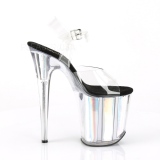 Silver 20 cm FLAMINGO-808HGI Hologram platform high heels shoes