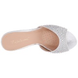 Silver 8,5 cm LUCY-01 glitter mules shoes womens