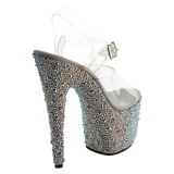 Silver Crystal Stone 18 cm BEJEWELED-708MS Platform High Heels Shoes