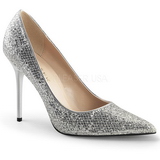 Silver Glitter 10 cm CLASSIQUE-20 big size stilettos shoes