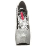 Silver Glitter 14,5 cm Burlesque TEEZE-31G Platform Pumps Shoes