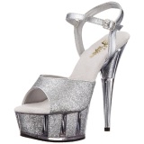 Silver Glitter 15 cm DELIGHT-609-5G High Heel Platform