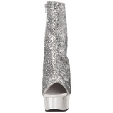 Silver Glitter 15 cm Pleaser DELIGHT-1018G Platform Ankle Calf Boots