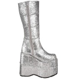 Silver Glitter 18 cm STACK-301G demonia boots - unisex cyberpunk boots