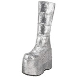Silver Glitter 18 cm STACK-301G demonia boots - unisex cyberpunk boots