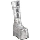 Silver Glitter 18 cm STACK-301G demoniacult boots - unisex cyberpunk boots