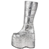Silver Glitter 18 cm STACK-301G demoniacult boots - unisex cyberpunk boots
