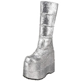 Silver Glitter 18 cm STACK-301G demoniacult boots - unisex cyberpunk boots