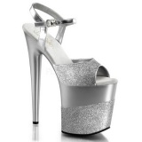 Silver Glitter 20 cm Pleaser FLAMINGO-809-2G High Heels Platform