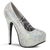 Silver Rhinestone 14,5 cm Burlesque TEEZE-06R Platform Pumps Women Shoes