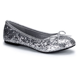 Silver STAR-16G glitter flat ballerinas womens shoes