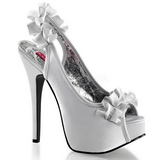 Silver Satin 14,5 cm Burlesque TEEZE-56 Platform High Heeled Sandal Shoes
