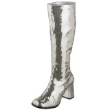 Silver Sequins 8 cm SPECTACUL-300SQ Womens Boots for Men