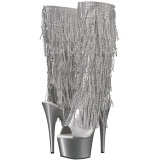 Silver Strass 18 cm ADORE-2024RSF womens fringe boots high heels