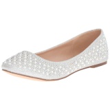 Silver TREAT-06 rhinestone flat ballerinas womens shoes