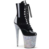 Silver glitter 20 cm FLAMINGO-1020LG Pole dancing ankle boots