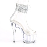 Silver rhinestone 18 cm ADORE-724RS pleaser high heels with ankle cuff