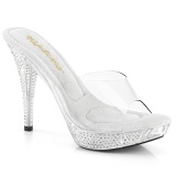 Transparent 11,5 cm ELEGANT-401 Rhinestones platform mules womens