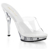 Transparent 13 cm Fabulicious LIP-101 Mules High Heels Glitter Platform