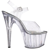 Transparent 18 cm ADORE-708MMG glitter platform high heels shoes