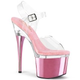 Transparent 18 cm ESTEEM-708 platform pole dance high heel sandals rose