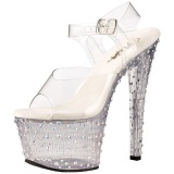 Transparent 18 cm STARDANCE-708 Rhinestone Platform High Heels