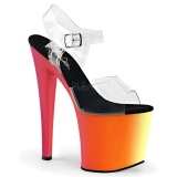 Transparent 19 cm RAINBOW-708UV High Heeled Sandal Neon Platform