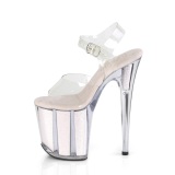 Transparent 20 cm FLAMINGO-808G glitter platform high heels shoes