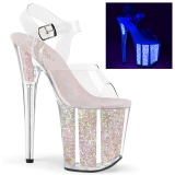 Transparent 20 cm FLAMINGO-808UVG glitter platform high heels shoes