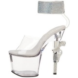 Transparent Rhinestone 18 cm REVOLVER-712 Platform Gun High Heels