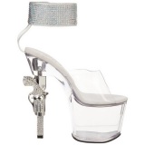 Transparent Rhinestone 18 cm REVOLVER-712 Platform Gun High Heels