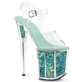 Turquoise 20 cm FLAMINGO-808GF glitter platform high heels shoes