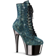 Turquoise rhinestones 18 cm ADORE-1020CHRS pleaser high heels ankle boots
