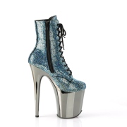 Turquoise rhinestones 20 cm FLAMINGO-1020CHRS pleaser high heels ankle boots