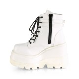 Vegan 11,5 cm SHAKER-52 wedge ankle boots platform white
