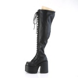 Vegan 13 cm CAMEL-300WC high heeled thigh high boots chunky heels