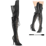 Vegan 13 cm SEDUCE-3082 high heeled thigh high boots with lace up