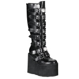 Vegan 14 cm SWING-815 buckle boots - alternative boots platform black