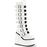 Vegan 14 cm SWING-815 buckle boots - alternative boots platform white