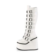 Vegan 14 cm SWING-815 buckle boots - alternative boots platform white