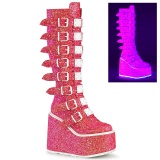 Vegan 14 cm SWING-815UV buckle boots - alternative boots platform neon