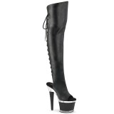 Vegan 18 cm SPECTATOR-3019 Black overknee high heel boots