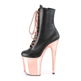 Vegan 20 cm FLAMINGO-1020 Gold Chrome Platform Ankle Calf Boots